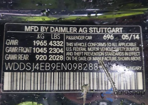 2014 Mercedes-Benz Cla 250 из США, поврежденный, VIN WDDSJ4EB9EN098288